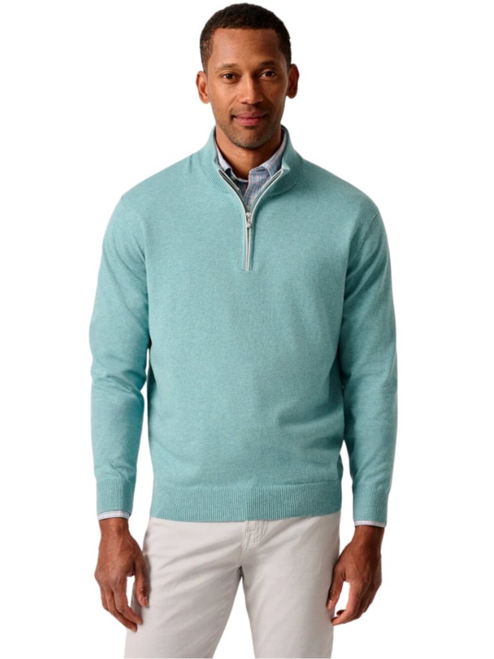 Johnnie-O Desmond Plaited Cotton Blend 1/4 Zip Sweater Men's Large Mahalo NWOT